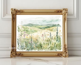 Landscape print, Landscape Wall Art, Flower Landscape Print,