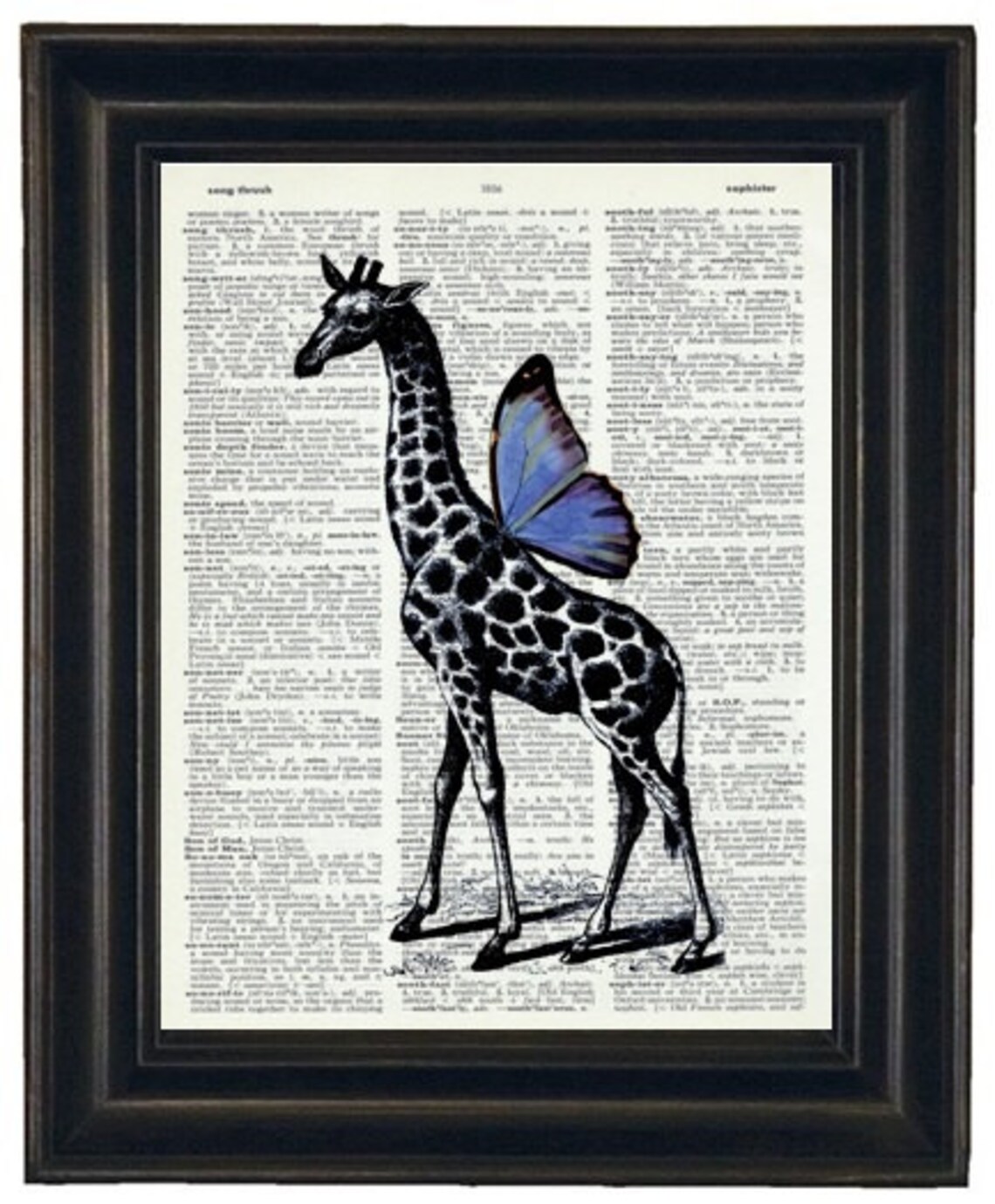 Steampunk Giraffe Blue Wings Dictionary Print Dictionary Art Etsy