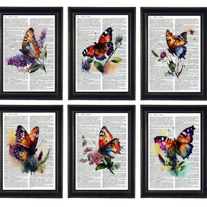 Dictionary Prints, Set of Butterfly Prints, Butterfly Prints, Butterfly Theme, Butterfly Gallery Wall,
