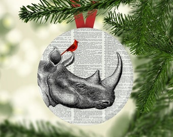 Cardinal Christmas Ornament HHP Original Cardinal Gift Christmas Rhinoceros Cardinal Decoration Rhino Ornament