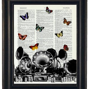 Typewriter with Butterflies Dictionary Art Print with A HHP Original with HHP Signature Butterflies Dictionary Prints image 2