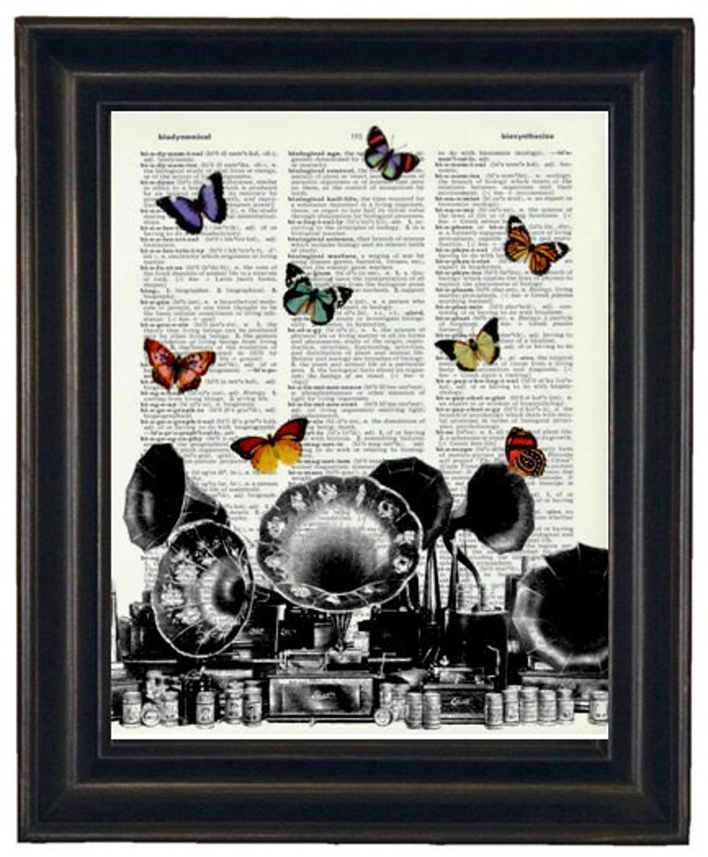 Typewriter with Butterflies Dictionary Art Print with A HHP Original with HHP Signature Butterflies Dictionary Prints image 2