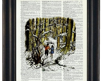 Upcycled Art Narnia Print on Vintage Dictionary Page Page Prints Nursery Decor