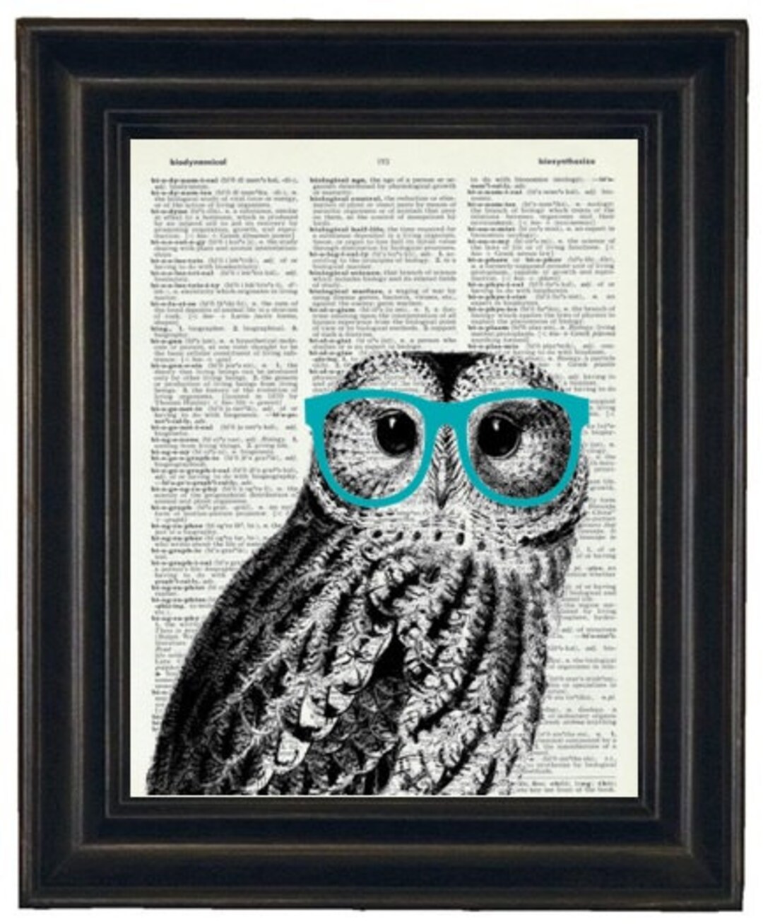 Owl Print Owl With Glasses Owl Art Print Owl Decor Owl Head Dictionary ...