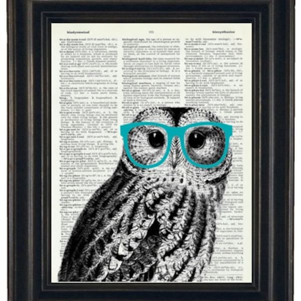 Owl With Glasses - Etsy