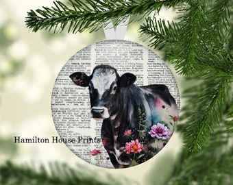 Cow Christmas Ornament, Cow Ornament, Cow Tree Decoration, Cow Gift, Cow Farmhouse, Cottage Core Ornament Farmhouse Ornament