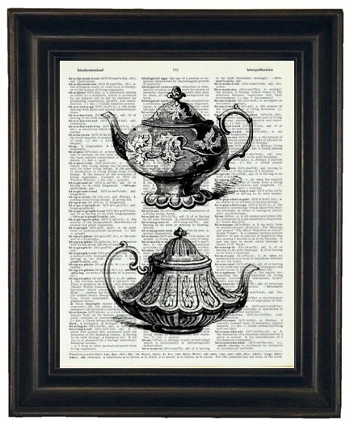 Teapot Kitchen Print Dictionary Print Vintage Dictionary Book Etsy