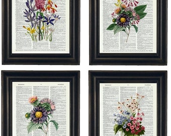 Botanical Art Prints, Set Of Four Botanical Prints, Botanical Art Prints, Floral Art Prints, Botanical Set of Prints, Flower Art Prints