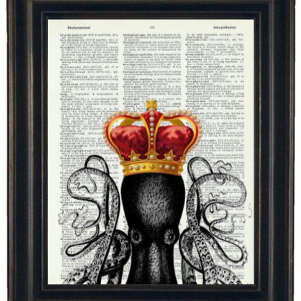 Octopus Prints, Octopus Wall Art,  Octopus Art Prints, Nautical Prints, Coastal Art Print, Ocean Wall Art, Octopus Bathroom Print