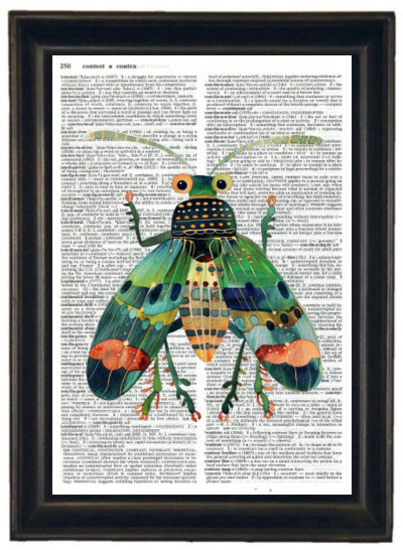 Dictionary Prints, Set of Bug Prints, Bug Prints, Botanical Prints, Set ...
