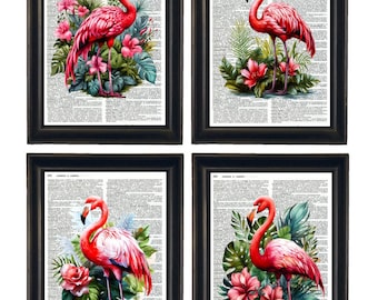 Dictionary Prints, Flamingo Art Prints, Tropical Dictionary Artwork, Flamingo Theme, Flamingo Art, Flamingo Gift