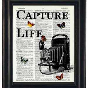 Capture Life Dictionary Art Book Page A HHP Original Quote Prints Sayings Wall Art