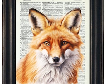 Fox Art Print, Fox Dictionary Print, Fox Theme, Fox Gift, Fox Prints, Fox Wall Art