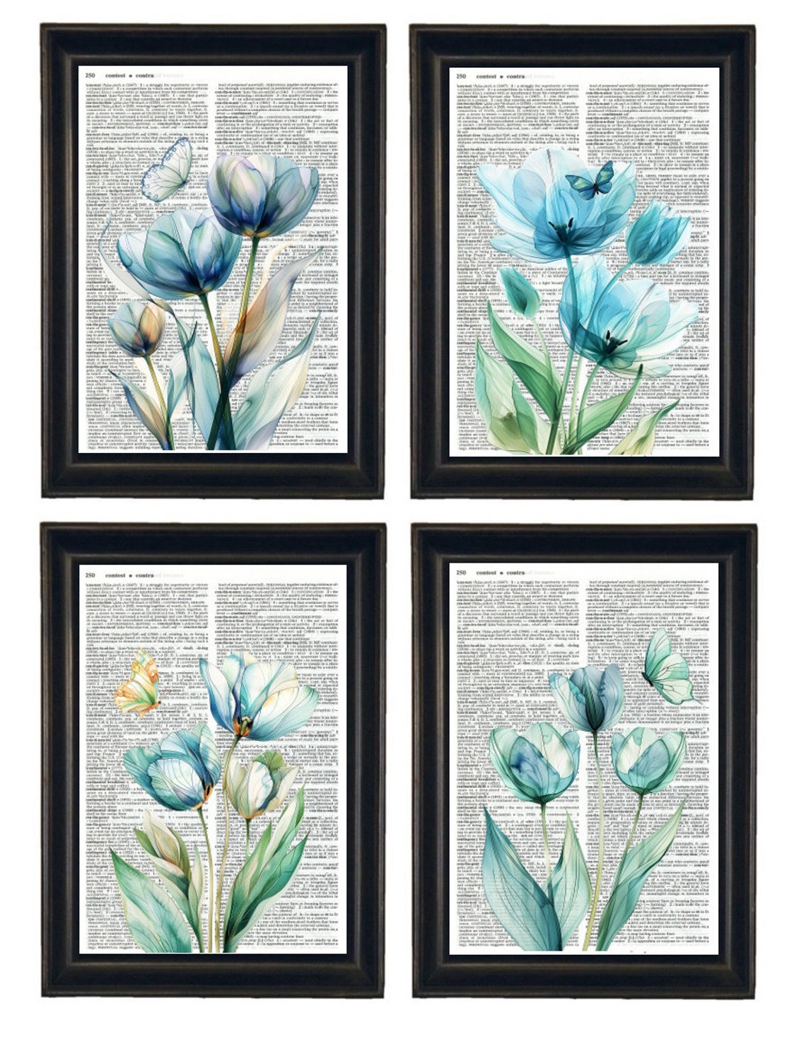 Tulip Themed Prints, Tulip Art Prints, Set of 4 Tulip Prints ...