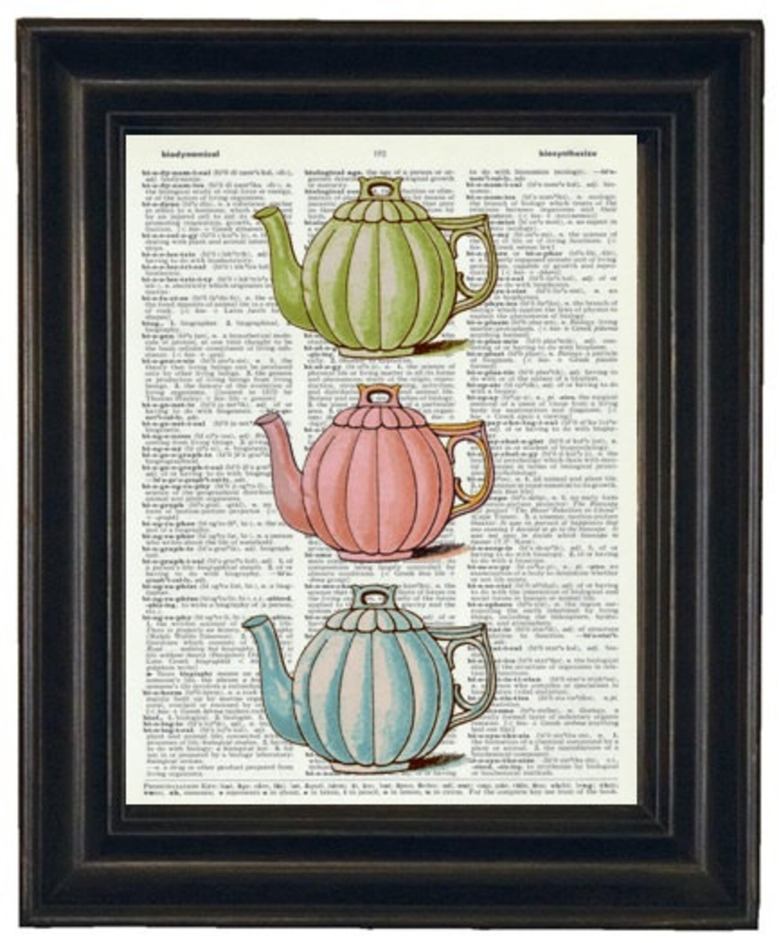 Teapot Kitchen Print Dictionary Print Vintage Dictionary Book Etsy