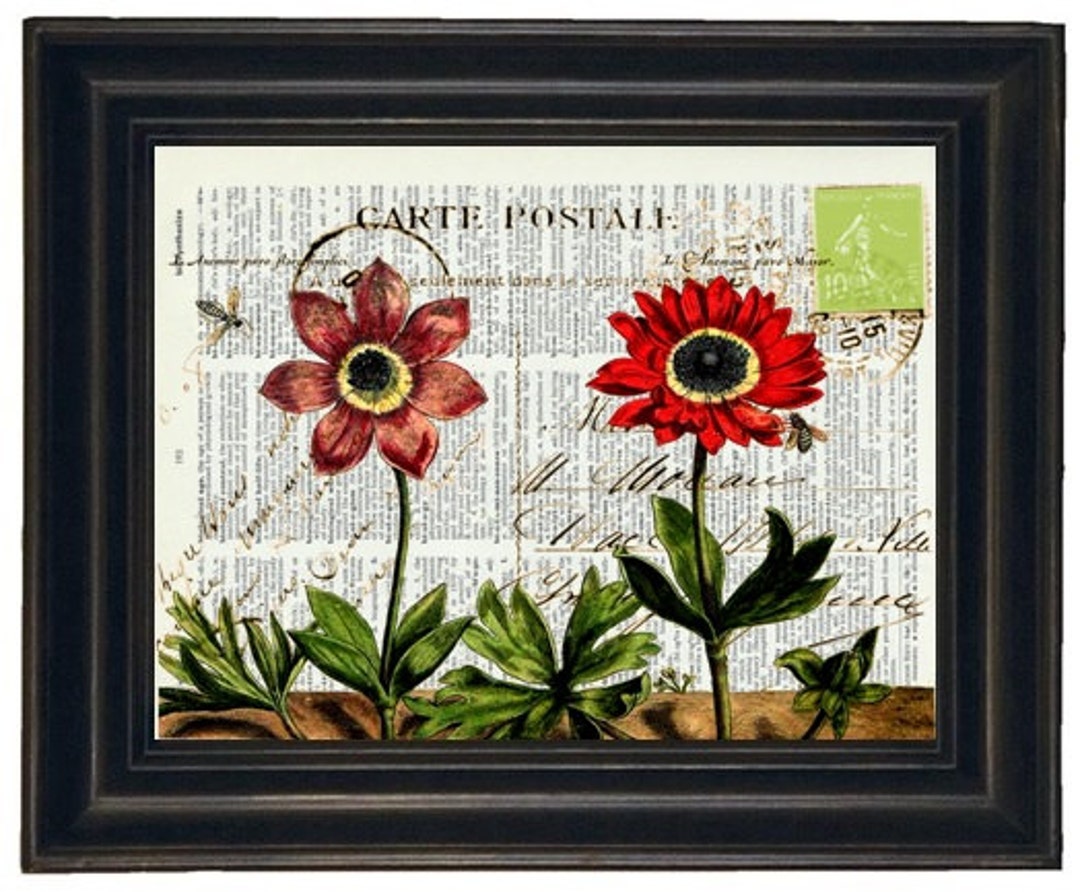 Botanical Print Dictionary Art Print Wall Decor Flower Wall Art ...