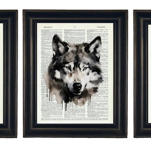Wolf Prints, Wolf Art, Wolf Dictionary Prints, Wolf Gift, Wolf Theme