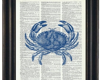 Blue Crab Print, Crab Art Print, Coastal Art, Nautical Print, Blue Crab Wall Art