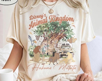 Camiseta Comfort Colors de Disney Animal Kingdom Hakuna Matata, camiseta retro de los 90 del Rey León, camiseta de viaje a Disney 2026, camiseta familiar a juego de Disney