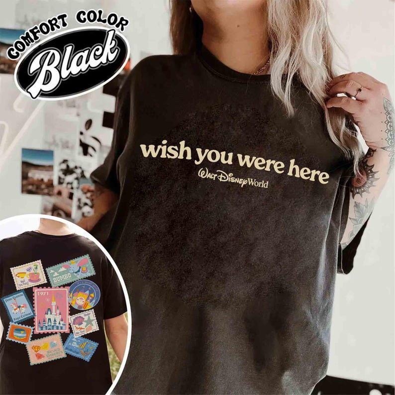 2-Sided Retro Walt Disney World Wish You Were Here Shirt, Dumbo Flight Of Fancy Magic Kingdom Tee, it's a small world shirt, Disney Family image 5