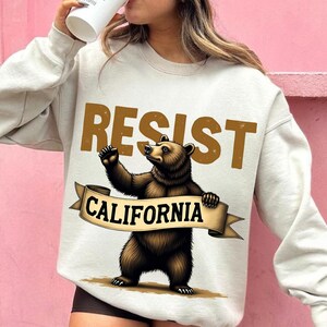 Resist California Bear PNG, Bear Hugging California Map Clipart, California Bear Png, Transparent png, Bear Silhouette png, California png