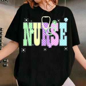 Neon Checkered NURSE PNG, Nurse Neon Distressed Png, Everyday Png, Custom Preppy Nurse Design, Nurse Life Png , Hand Drawn,Colorful