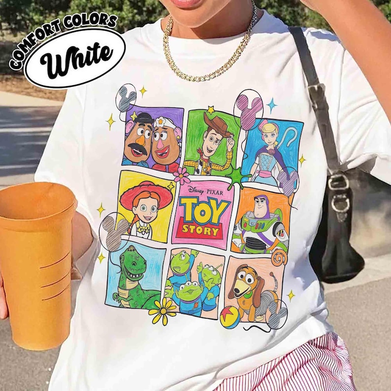 Disney Pixar Toy Story Movie Comfort Colors shirt, Woody Buzz Aliens Jessie Characters Tee, Mickey Balloon Tee, Disney Pixar Fest, WDW Trip image 3