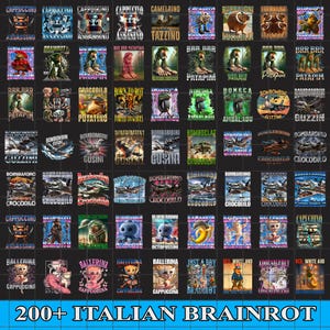200+ Italienisches Brainrot Png-Bundle, Italienisches Gehirnrot-Shirt-Design, Bombardino Crocodilo Png, Tralalero Tralala, Tung Tung Tung Sahur Png