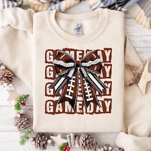 Game Day Football Bow Png, Fall Coquette Bow PNG, Fall Football Shirt Png, Football Sport Png, Football Mom Png, Game Day Sublimation Design