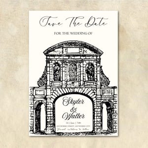 Vintage Save the Date Template: Elegant Wedding Invitation (Canva Editable, 5x7, Digital Download)