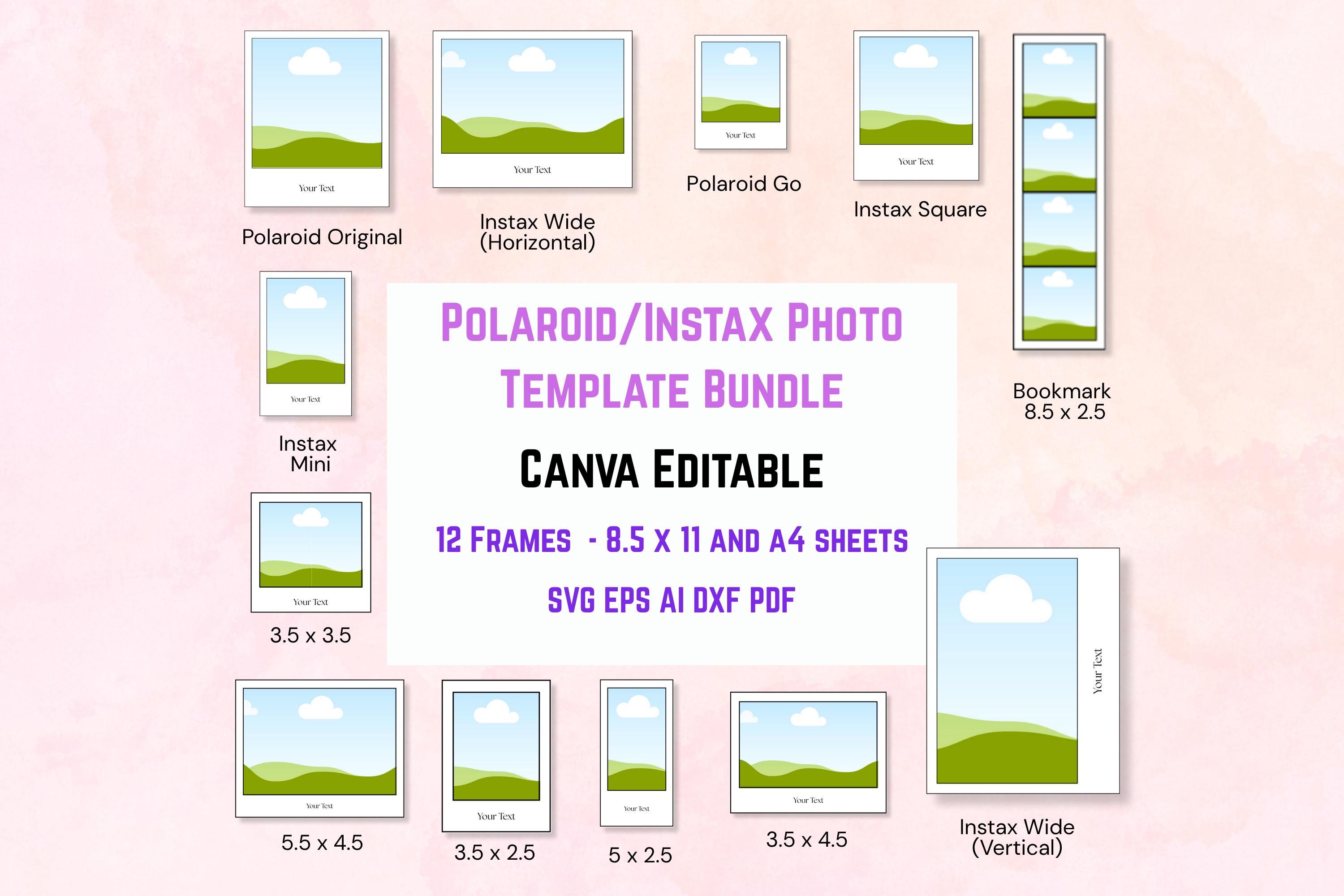 Polaroid-Fotovorlage - Bearbeitbarer Canva Instax-Rahmen, druckbare Fotolayouts im Polaroid-Stil