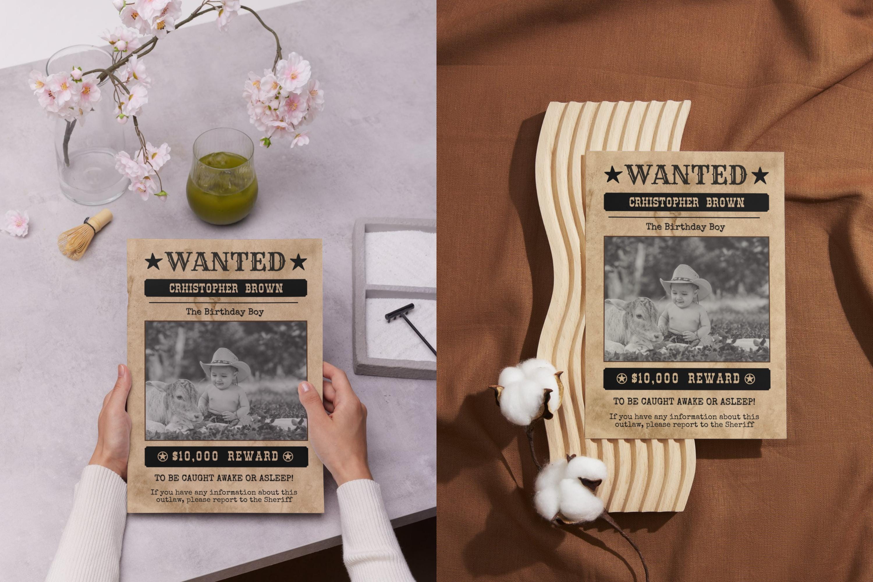 Editable Wanted Poster Template: Wild West Cowboy Party Decor (canva ...