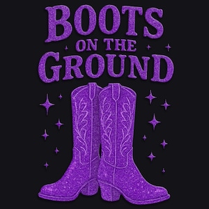 Boots on the Ground PNG SVG, Purple Glitter Cowgirl Boots Clipart, Western Disco Cowgirl Art, Country Girl Rodeo Sublimation Design
