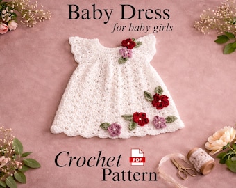 Baby Mädchen Kleid Häkelanleitung für Neugeborene | Anfängerfreundliches PDF | Sofort Download