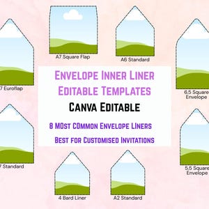 Envelope Liner DIY Templates, Editable Canva Printables for Wedding Invitations