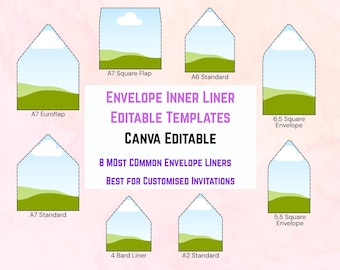 Umschlag Liner DIY Vorlagen, bearbeitbare Canva Printables für Hochzeitseinladungen