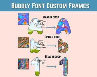 Bubble Font Canva Frame – Editable Alphabet Photo Maker, Drag & Drop, Digital Template