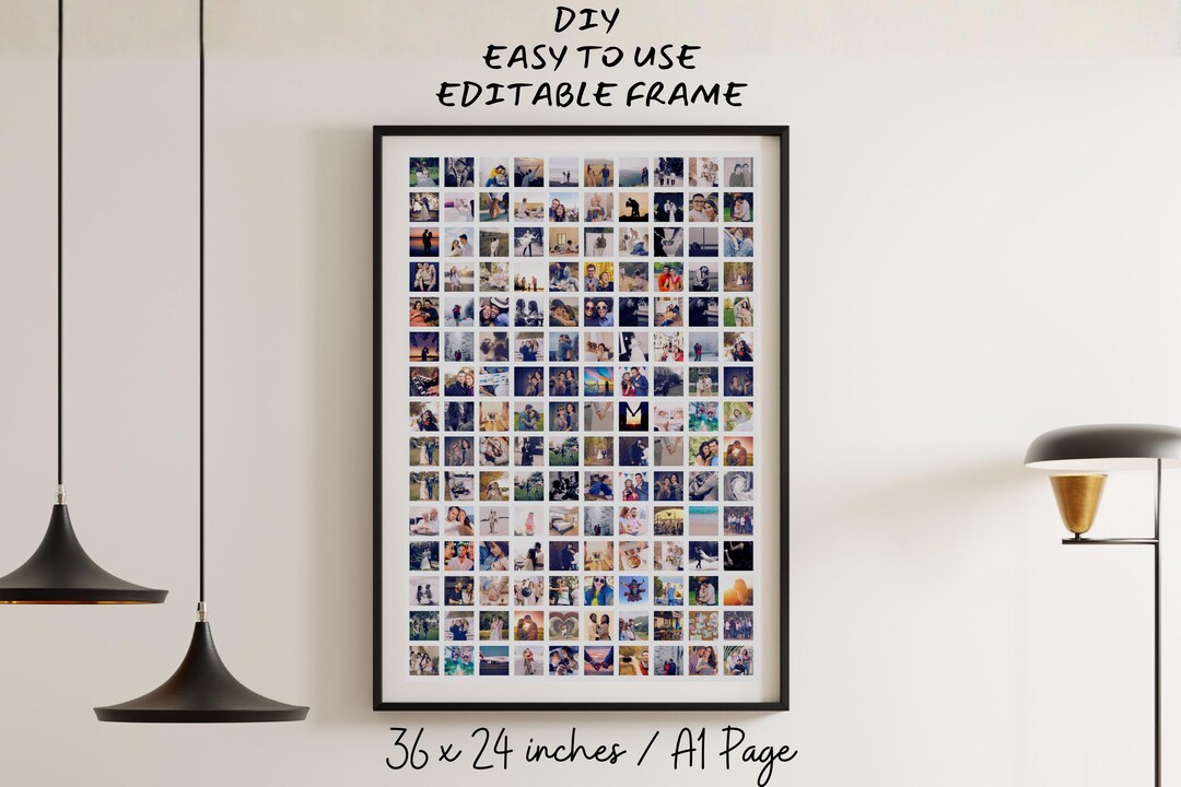 Simple Photo Collage Design 150 Photo Collage Template, Minimalist Grid, 24 X 36 (canva, Digital ...