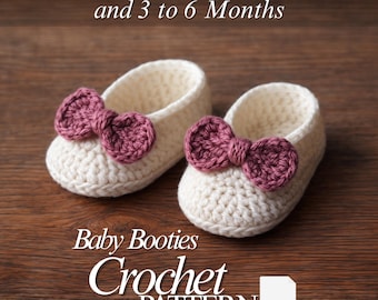 Easy Baby Booties with Bow Crochet Pattern, Handmade Shoes Tutorial, Newborn Gift, Beginners Level