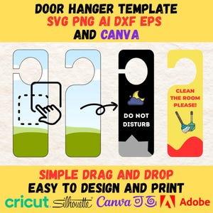 Door Hanger Template SVG – Editable Canva Cut File for Doorknob Signs, Cricut & Sublimation Printing