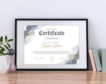 Certificate of Completion Template – Editable Canva Training Award, Printable Digital Download