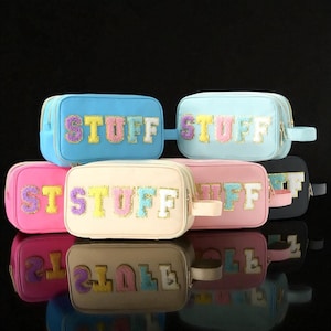 Personalized Letter Patch Pencil Case: Large Capacity School Pouch
