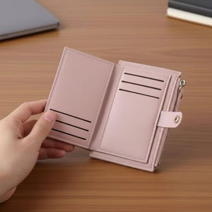 Cartera pequeña para mujer, tarjetero delgado con bolsillo para monedas, monedero minimalista para el día a día, regalo para ella.