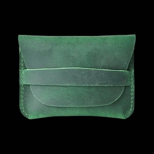 Schlanke minimalistische Lederbrieftasche mit Kartenhalter und Münzfach, kleine Unisex Geldbörse Geschenk