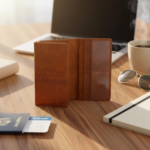 PU Leather Car Registration & Insurance Card Holder – Slim Glovebox Document Organizer