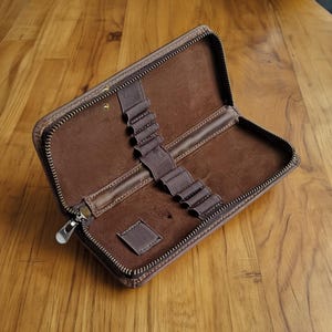 Genuine Leather Pencil Case: Minimalist Zipper Pen Organizer