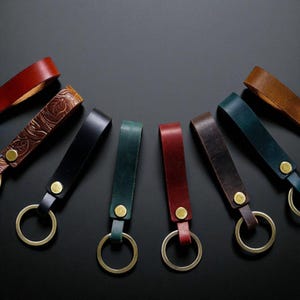 Personalized Leather Keychain: Round Key Fob, Sports-Inspired Design