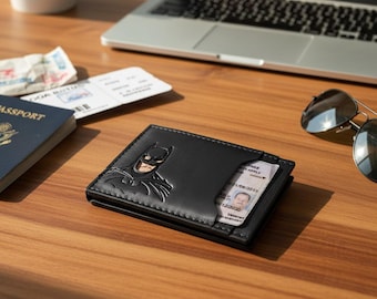 Bat ID Wallet for Men Slim Minimalist Front Pocket Card Holder With Cutout Superhero Face Eyes