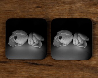 Onderzetterset - monochrome tulpenonderzetter – Moody Elegance in zwart-wit