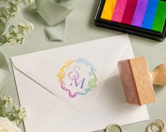 Custom Wedding Stamp, Personalized Name Stamp, Wedding Invitation Stamp, Save The Date Stamp, Monogram Envelope Stamp